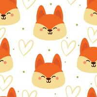 sömlös mönster tecknad serie räv. söt djur- tapet illustration för gåva slå in papper vektor
