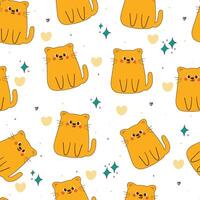 sömlös mönster tecknad serie katter. söt djur- tapet illustration för gåva slå in papper vektor