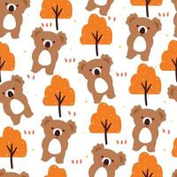 sömlös mönster tecknad serie koala med växt och träd. söt djur- mönster för gåva slå in papper vektor