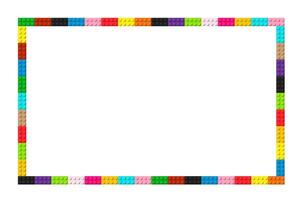Farbe Rahmen zusammengesetzt von farbig Plastik Spielzeug Blöcke. bunt Backstein Banner. abstrakt Hintergrund vektor