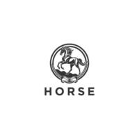 Pferd Logo. Hengst Emblem. Luxus Pferd behalten Symbol. Hengst Etikette Design. Illustration. vektor