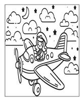 Flugzeug Illustration Färbung Seite zum Kinder vektor