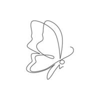 enda kontinuerlig linjeritning av lyxfjäril för företagets logotypidentitet. skönhetssalong och vårdföretag ikon koncept från djurform. en rad rita vektor grafisk design illustration