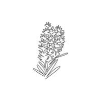 Eine durchgehende Strichzeichnung von Schönheit frischer Lavandula für das Gartenlogo. Druckbares dekoratives Lavendelblumenkonzept für Hauptwanddekor-Plakatkunstdruck. Einzeilige Zeichnungsdesign-Vektorillustration vektor