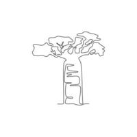 Einzelzeichnung von Schönheit und exotischem Baobab-Baum. dekorative riesige adansonia digitata für grußpostkarte. Tour- und Reisekonzept. moderne durchgehende Linie zeichnen Design-Vektor-Illustration vektor