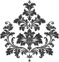 silhuett barock prydnad med filigran blommig element svart Färg endast vektor