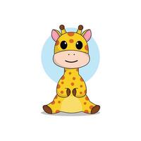 Logo Giraffe süß Karikatur Illustration. Tier Logo Konzept .Wohnung Stil Konzept Illustration süß vektor