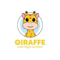 logotyp giraff söt tecknad serie illustration. djur- logotyp begrepp .platt stil begrepp illustration söt vektor
