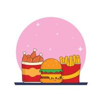 Symbol Combo Burger, Französisch Fritten, gebraten Hähnchen Illustration.schnell Essen und trinken Konzept geeignet zum Landung Seite, Aufkleber, Banner, Hintergrund, Logo vektor