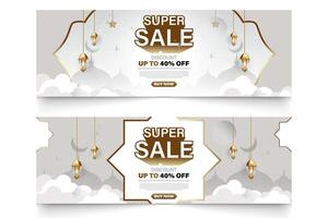 islamisch Thema Werbung Banner, Super Verkauf Rabatt. vektor