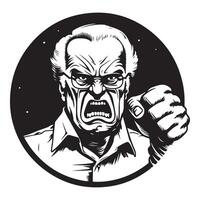 Senior Zorn ikonisch wütend alt Kerl Logo vektor
