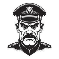 Sergeant finsterer Blick Illustration von das wütend Militär- Offizier Logo vektor