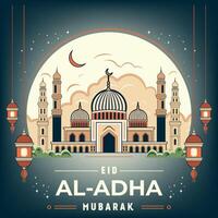 eid al adha Mubarak Moschee Illustration Hintergrund Design. vektor