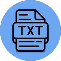 TXT Datei Art Symbol. Dateien und dokumentieren Format Verlängerung. mit ein Gliederung Stil Design und Blau Hintergrund vektor