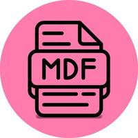 mdf Datei Art Symbol. Dateien und dokumentieren Format Verlängerung. mit ein Gliederung Stil Design und Rosa Hintergrund vektor