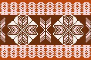 geometrisk etnisk orientalisk sömlös mönster. axtec stil broderi blommig pixel konst bakgrund design för tyg, Kläder, textil, scarf, tapet, tabell löpare, omslag, skriva ut, sarong vektor