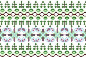 geometrisch ethnisch orientalisch nahtlos Muster. axtec Stil Stickerei Blumen- Pixel Kunst Hintergrund Design zum Stoff, Kleidung, Textil, Schal, Hintergrund, Tabelle Läufer, Verpackung, drucken, Sarong vektor