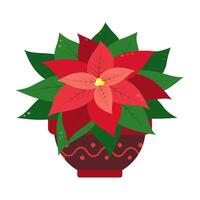 eingetopft Weihnachtsstern Pflanze Urlaub Innen- Dekoration Symbol Aufkleber Schöne Grüße Karten Design Element Idee vektor