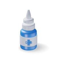 3d medicin spray flaska isolerat på vit. framställa oral spray i glas paket. aerosol för mun och hals. medicinsk läkemedel, vitamin, antibiotikum. sjukvård apotek. vektor
