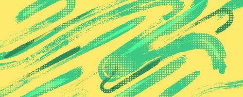 abstrakt Grün und Gelb Grunge Bürste Hintergrund mit Halbton Wirkung. Sport Hintergrund mit Grunge Konzept vektor