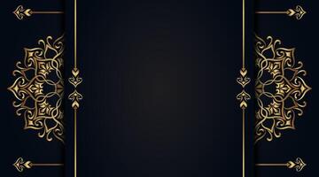 schwarz Luxus Hintergrund mit Gold Mandala Ornamente vektor