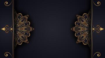 Luxus schwarz Hintergrund mit Zier Mandala vektor