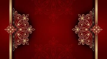 Luxus rot Hintergrund mit golden Mandala Ornament vektor