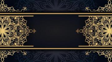 schwarz Luxus Hintergrund mit Gold Mandala Ornamente vektor