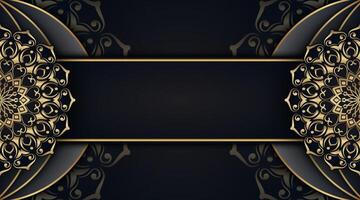 schwarz Luxus Hintergrund mit Gold Mandala Ornamente vektor