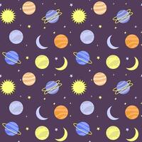 Muster von Raum Planeten Sterne und Mond. eben Illustration vektor