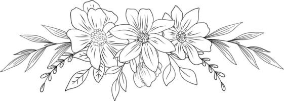 skizzieren von Blumen und Blätter, schön Blume Strauß vektor