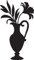 ein fesselnd Silhouette Bild von Blume mit Vase vektor