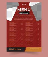 modern restaurang meny design, meny design mall med röd Färg vektor