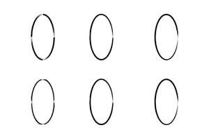 Vertikale Oval gestalten dünn Linie Grunge gestalten Bürste Schlaganfall Piktogramm Symbol visuell Illustration einstellen vektor