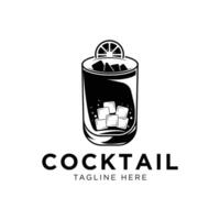 cocktail logotyp design årgång alkohol dryck ikon cocktail glas retro design mall vektor