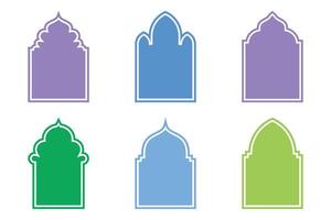 islamisch Bogen Design Glyphe Silhouetten Design Piktogramm Symbol visuell Illustration bunt vektor