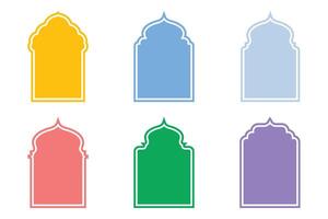 islamisch Bogen Design Glyphe Silhouetten Design Piktogramm Symbol visuell Illustration bunt vektor