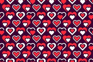 abstrakt sömlös röd och vit färgad dekorativ, stiliserade geometrisk hjärtan. ändlös upprepa hjärta former, abstrakt mönster design vektor