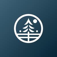 minimalistisk logotyp med rena och modern träd cirkel logotyp design vektor