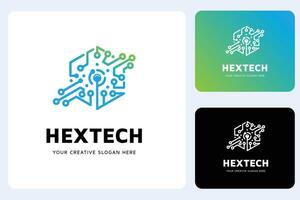 hexagonal tech logotyp design mall vektor