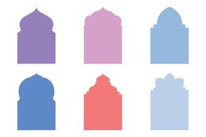 islamisch Bogen Design Glyphe Silhouetten Design Piktogramm Symbol visuell Illustration bunt vektor