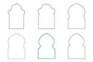 islamisch Bogen Design dünn Linie Silhouetten Design Piktogramm Symbol visuell Illustration bunt vektor