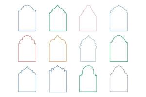 islamic båge design tunn linje silhuetter design piktogram symbol visuell illustration färgstarka vektor