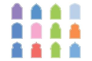 islamisch Bogen Design Glyphe mit Gliederung Design Piktogramm Symbol visuell Illustration bunt vektor