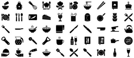 Küche Glyphe Symbol Piktogramm Symbol visuell Illustration einstellen vektor
