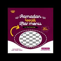 ramadan iftar meny mat posta design och social media baner mall vektor
