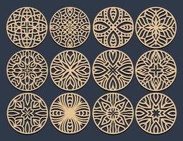 Lotus Mandala Vorlage einstellen zum Schneiden und Drucken. orientalisch Silhouette Ornament. Untersetzer Design. vektor