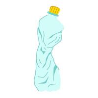 squashed skrynkliga plast flaska tecknad serie illustration vektor