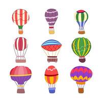 varm luft ballong uppsättning tecknad serie illustration vektor