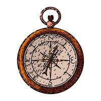 Kompass retro Reise Jahrgang skizzieren Hand gezeichnet vektor